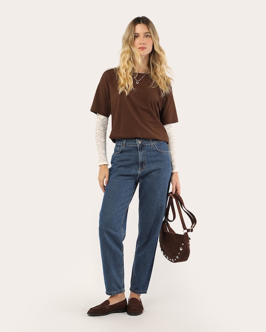 Calça jeans feminina mom - denim médio | Pool Jeans