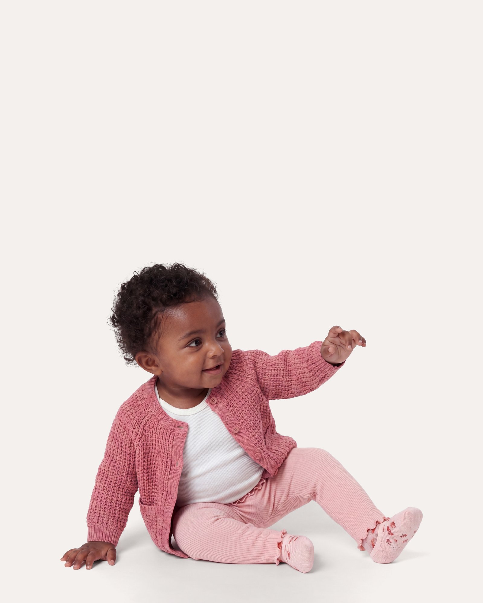 Legging bebê canelada com ripple - rosa