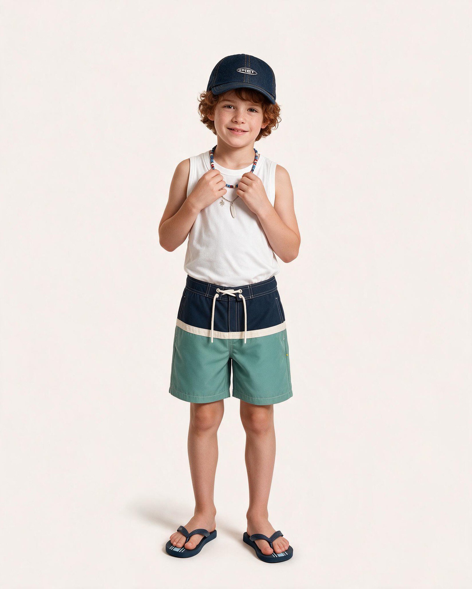 Bermuda surf Piet + Pool com amarração infantil menino 4-14A - Azul Turquesa
