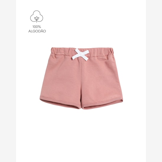 Short bebê de moletom com amarração - rosa | Carter's