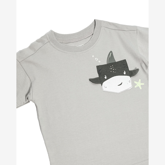 Camiseta infantil tubarão interativo - cinza | Carter's