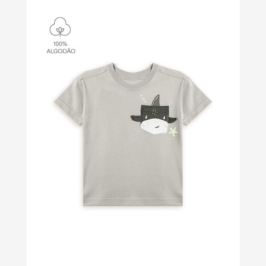 Camiseta infantil tubarão interativo - cinza | Carter's