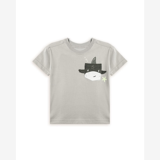 Camiseta infantil tubarão interativo - cinza | Carter's