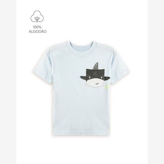 Camiseta infantil tubarão interativo - azul | Carter's