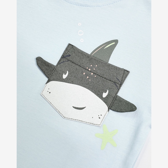 Camiseta infantil tubarão interativo - azul | Carter's
