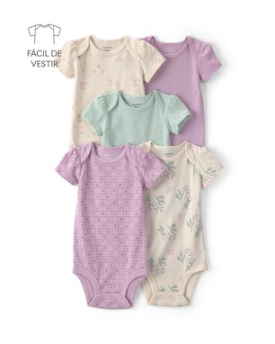 Kit body bebê 5 peças floral e texturizado - multicor | Carter's