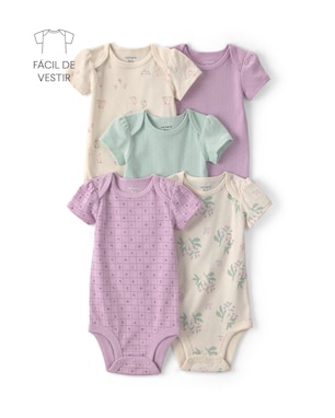Kit body bebê 5 peças floral e texturizado - multicor | Carter's
