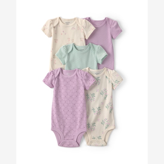 Kit body bebê 5 peças floral e texturizado - multicor | Carter's