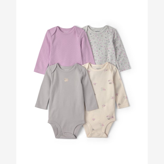 Kit body bebê 4 peças cisne e floral - multicor | Carter's