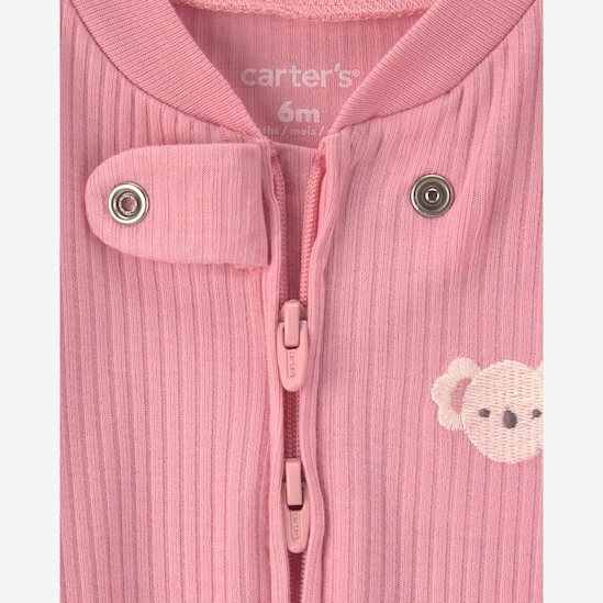 Macacão bebê com pezinho canelado coala - rosa | Carter's