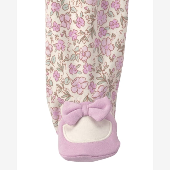 Macacão bebê com pezinho laço floral - bege | Carter's