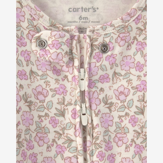Macacão bebê com pezinho laço floral - bege | Carter's