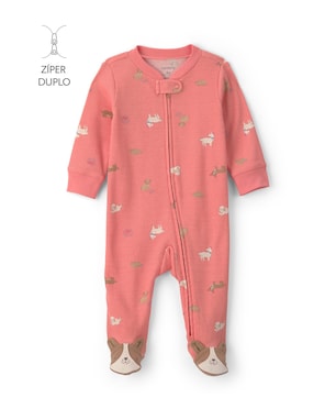 Macacão bebê com pezinho canelado cachorros - rosa | Carter's