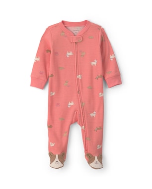 Macacão bebê com pezinho canelado cachorros - rosa | Carter's