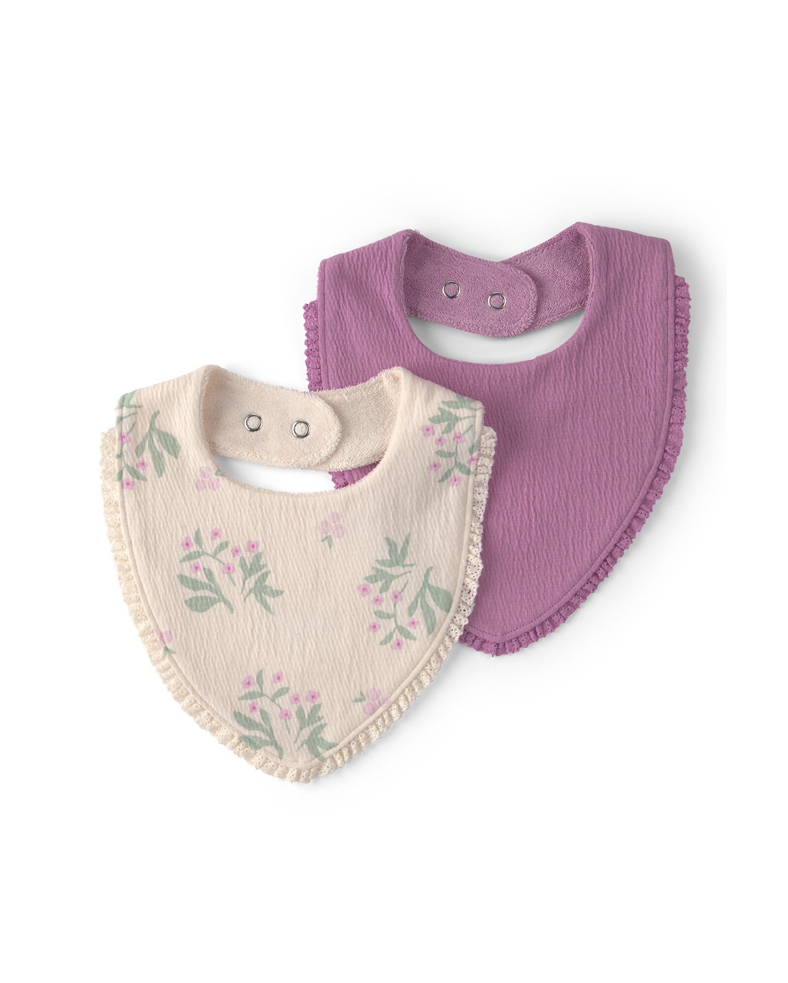 Kit babador bebê 2 peças texturizado e floral - multicor