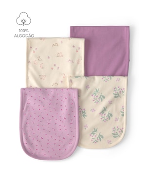 Kit paninho de ombro Carter's bebê menina em algodão 4 peças - Multicor