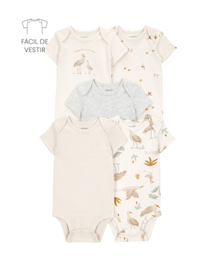 Kit body Carter's bebê menino em algodão estampa animais 5 peças - Multicor