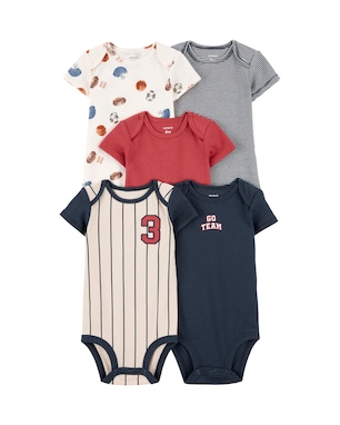 Kit body Carter's bebê menino em algodão esporte 5 peças - Multicor