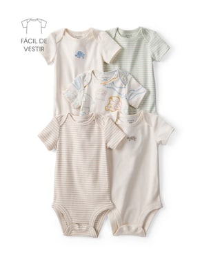 Kit body bebê 5 peças listras e animais - multicor | Carter's
