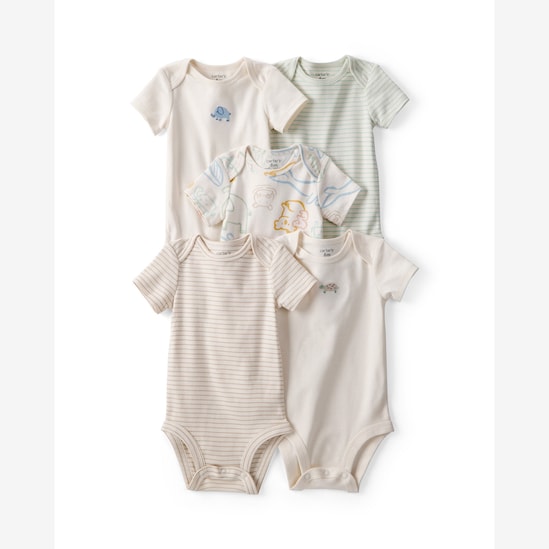 Kit body bebê 5 peças listras e animais - multicor | Carter's
