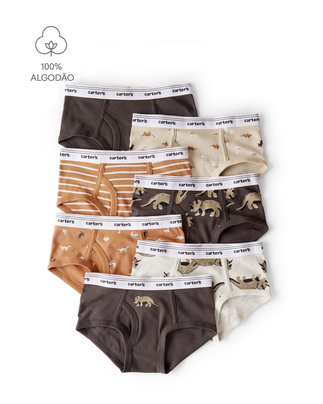 Kit cueca infantil 7 peças slip triceratops - multicor | Carter'sde R$199,99 porR$ 169,9915% OFF