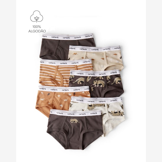 Kit cueca infantil 7 peças slip triceratops - multicor | Carter's