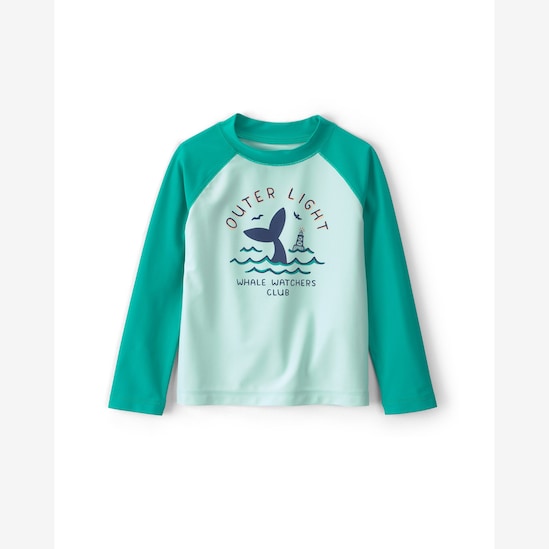 Camiseta de praia infantil raglan baleia - verde | Carter's