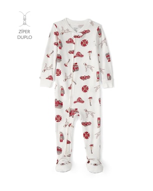 Macacão pijama bebê estampa bombeiros com pé multicor | Carter's