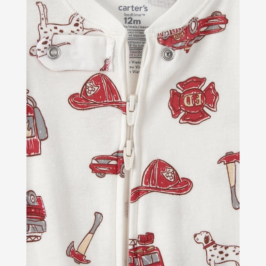 Macacão pijama bebê estampa bombeiros com pé multicor | Carter's