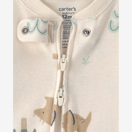 Kit macacão pijama bebê 2 peças estampados com pé multicor | Carter's