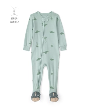Macacão pijama infantil godzila com pé - verde | Carter's