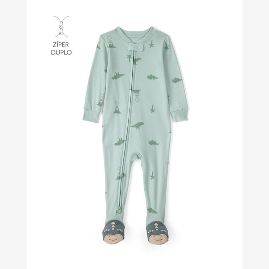 Macacão pijama infantil godzila com pé - verde | Carter's