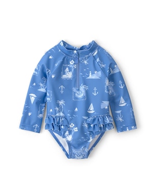 Maiô bebê estampado com babados - azul | Carter's