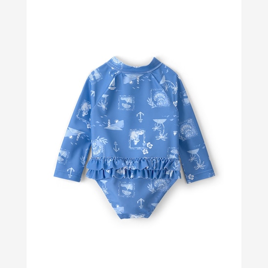 Maiô bebê estampado com babados - azul | Carter's