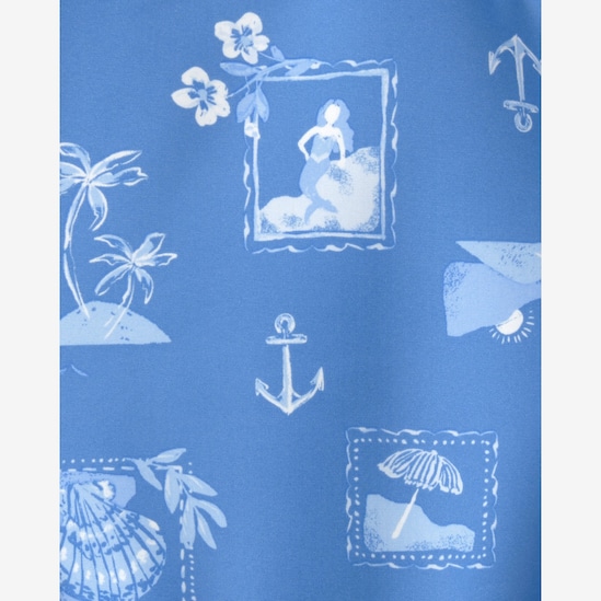 Maiô bebê estampado com babados - azul | Carter's