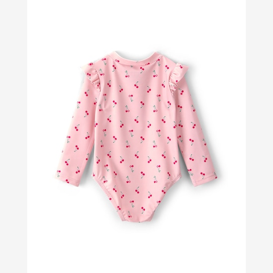 Maiô bebê estampa cerejas com babado - rosa | Carter's