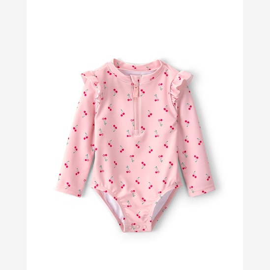 Maiô bebê estampa cerejas com babado - rosa | Carter's