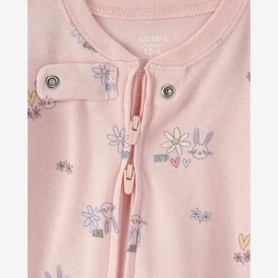 Macacão pijama bebê floral com pé - rosa | Carter's