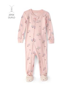 Macacão pijama bebê floral com pé - rosa | Carter's