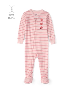 Macacão pijama bebê listrado com joaninha - rosa | Carter's