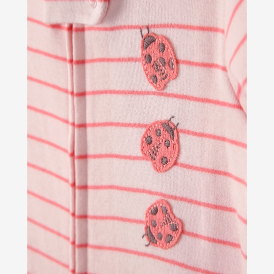 Macacão pijama bebê listrado com joaninha - rosa | Carter's