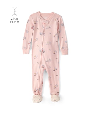 Macacão pijama infantil floral com pé - rosa | Carter's