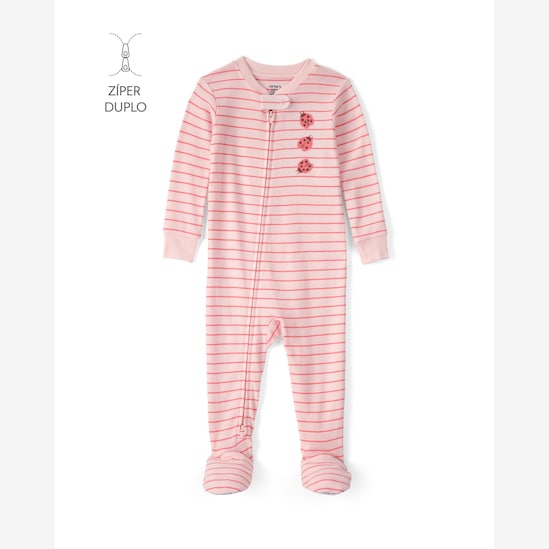 Macacão pijama infantil com pezinhos joaninhas - rosa | Carter's