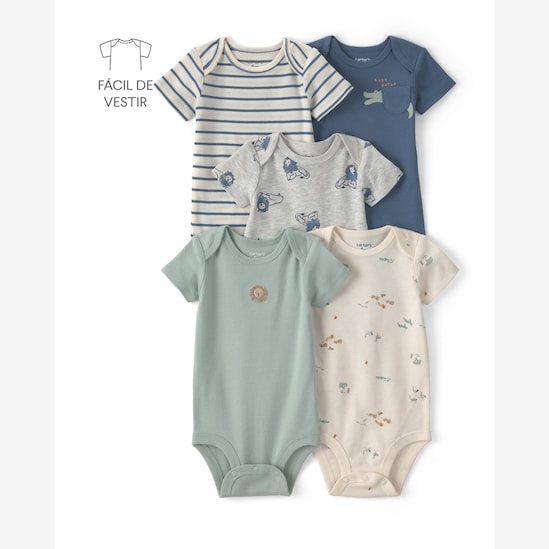 Kit body bebê 5 peças bichinhos - multicor | Carter's