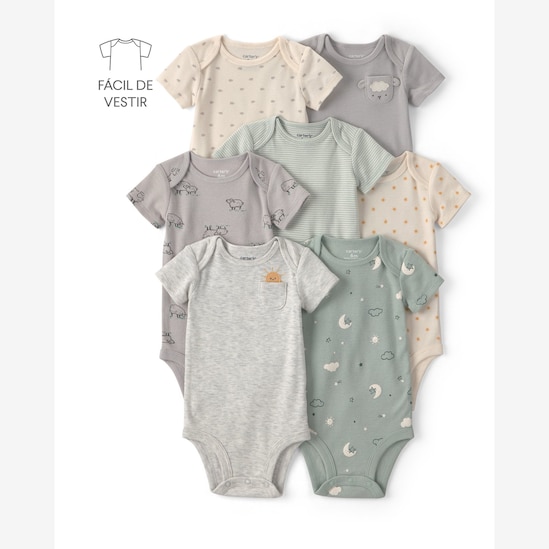 Kit body bebê 7 peças ovelhas e listras - multicor | Carter's