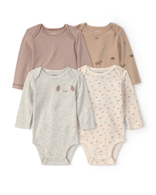 Kit body bebê 4 peças cachorrinhos e listras - multicor | Carter's