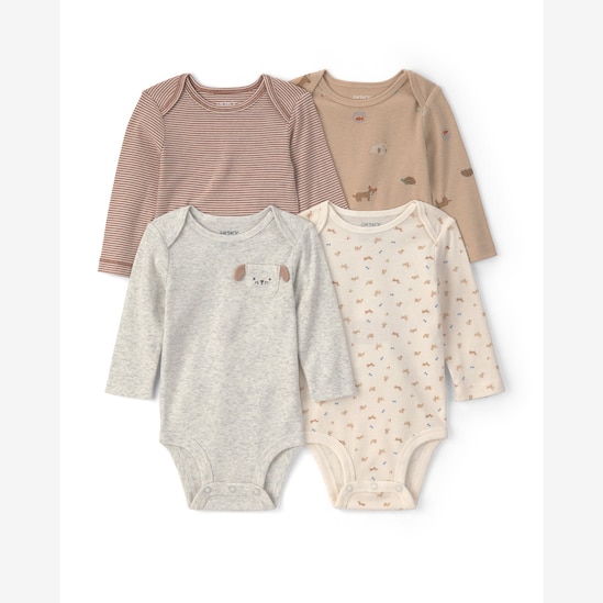 Kit body bebê 4 peças cachorrinhos e listras - multicor | Carter's