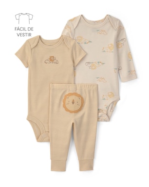 Conjunto longo bebê 3 peças malha e leãozinho - multicor | Carter's