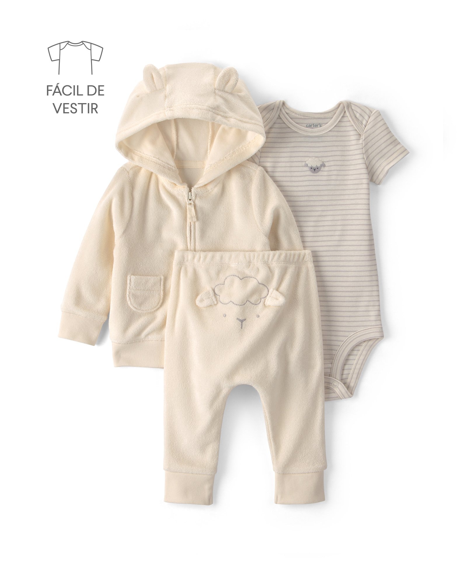 Conjunto longo bebê 3 peças atoalhados bichinho
