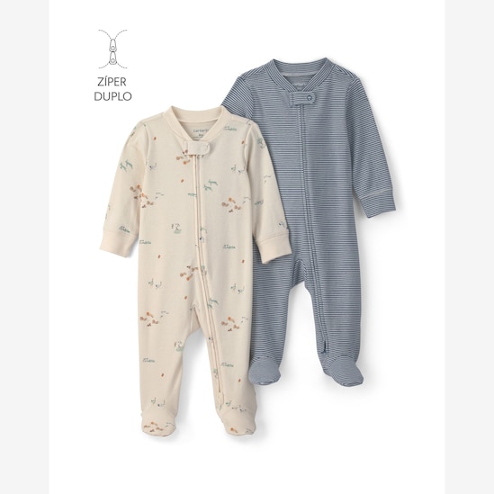 Kit macacão bebê 2 peças bichinhos - multicor | Carter's